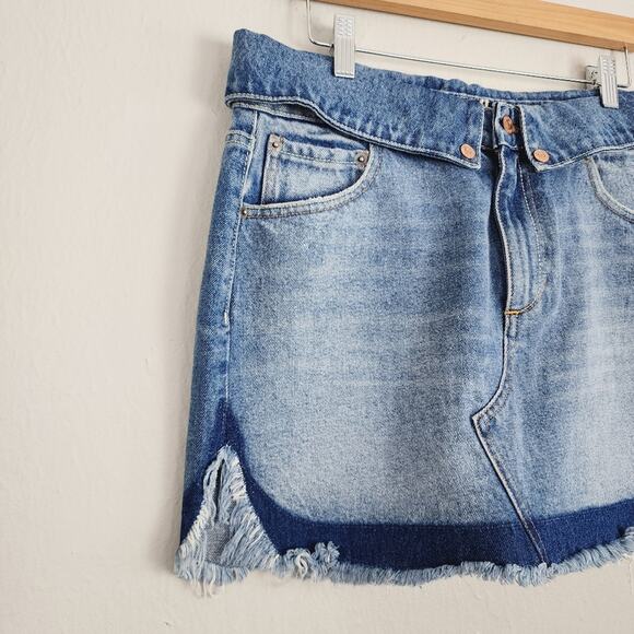 NWT SER.O.YA Retofête Holly Fold Over Distressed Denim Skirt 30 - Picture 13 of 13